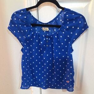 Hollister Sheer Polka Dot Blouse Xs